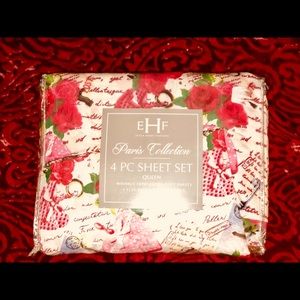 73 off estex other 4pc paris newspaper print queen sheet set poshmark estex sheets